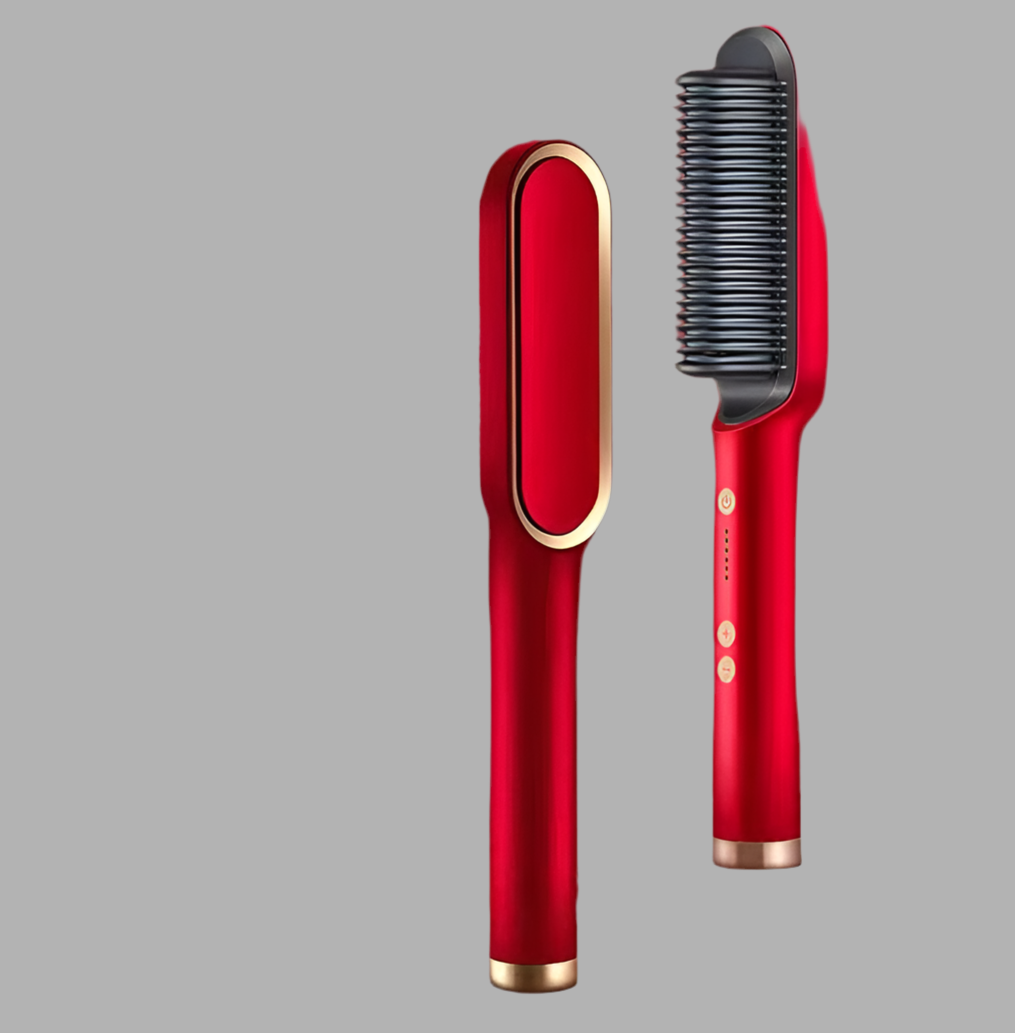 Brosse Lissante & Chauffante 2-en-1 – Lissage & Boucles Instantanés