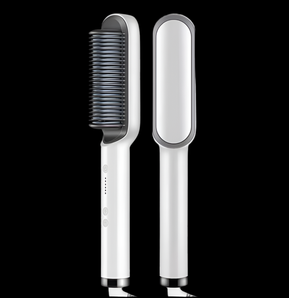 Brosse Lissante & Chauffante 2-en-1 – Lissage & Boucles Instantanés